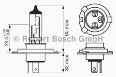 Лампа автомобильная Bosch 1987302041 H4 12V упаковка для сервиса для CHEVROLET LANOS седан 1.6 16V 2005-, код двигателя A16DMS, V см3 1598, кВт 78, л.с. 106, бензин, Bosch 1987302041